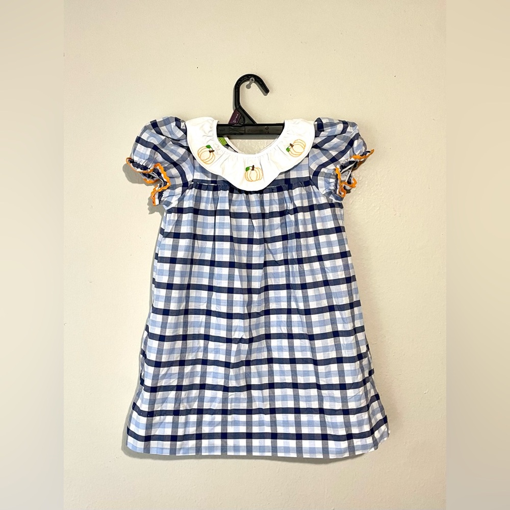 Classic Whimsy Three Smocked Pumpkins Bishop Dress Girl's Size 4T‎
